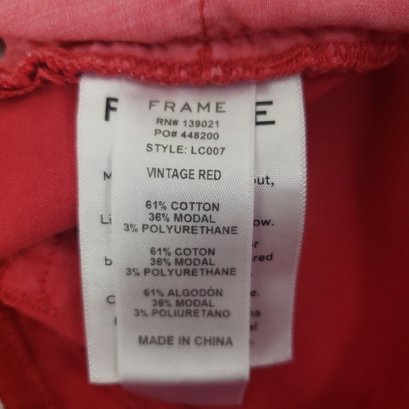 Frame Denim Le Cutoff shortie in vintage red size 24 - Picture 6 of 6
